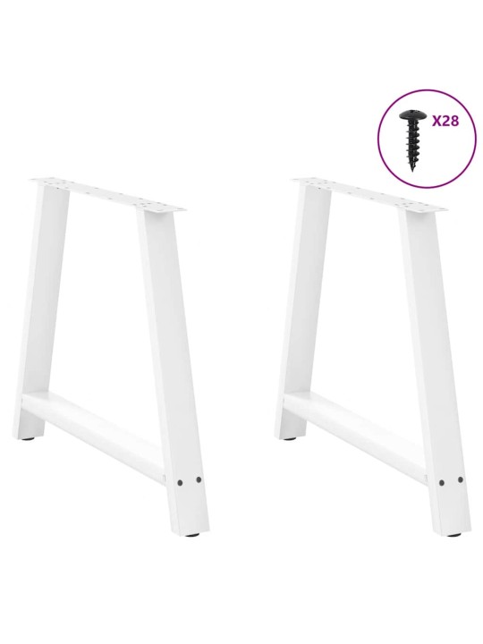 Nohy k jídelnímu stolu ve tvaru a, 2 ks, bílé, 100 x (72-73) cm, ocel