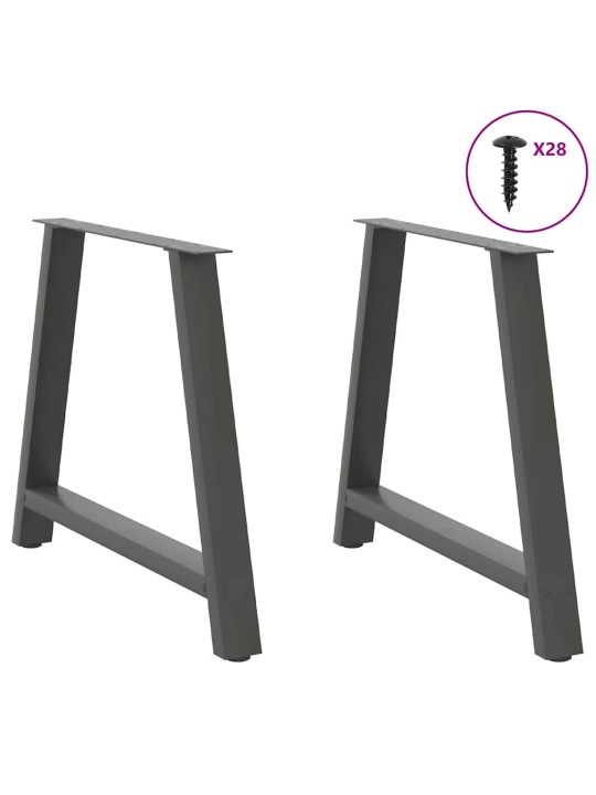 Nohy k jídelnímu stolu ve tvaru a, 2 ks, antracitové, 100 x (72-73) cm, ocel