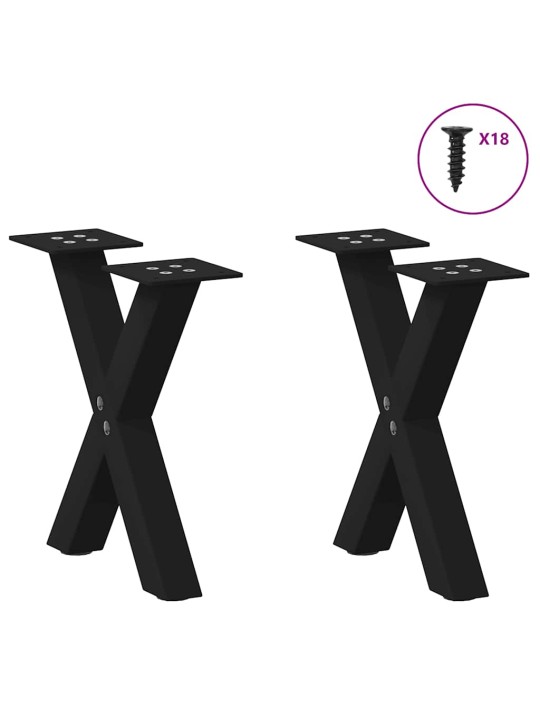 Nohy konferenčního stolku ve tvaru x, 2 ks, černé, 30 x (30-31) cm, ocel