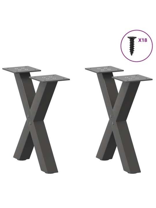 Nohy konferenčního stolku ve tvaru x, 2 ks, antracitové, 30 x (30-31) cm, ocel