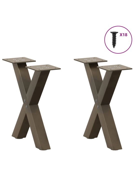 Nohy konferenčního stolku ve tvaru x, 2 ks, přírodní ocel, 30 x (30-31) cm, ocel