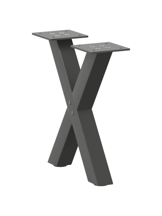Nohy konferenčního stolku ve tvaru x, 2 ks, antracitové, 40 x (30-31) cm, ocel