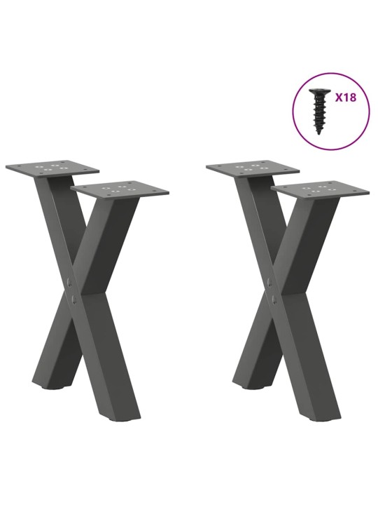 Nohy konferenčního stolku ve tvaru x, 2 ks, antracitové, 40 x (30-31) cm, ocel