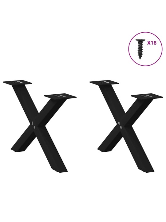 Nohy konferenčního stolku ve tvaru x, 2 ks, černé, 50 x (30-31) cm, ocel