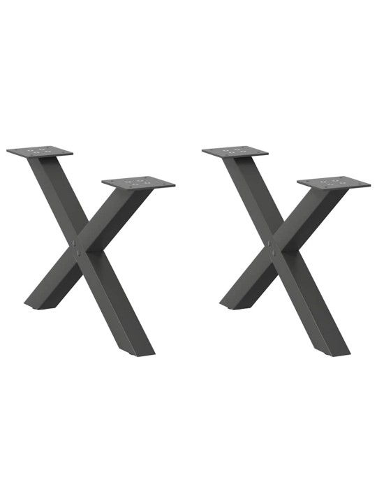 Nohy konferenčního stolku ve tvaru x, 2 ks, antracitové, 50 x (30-31) cm, ocel