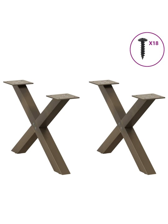 Nohy konferenčního stolku ve tvaru x, 2 ks, přírodní ocel, 50 x (30-31) cm, ocel