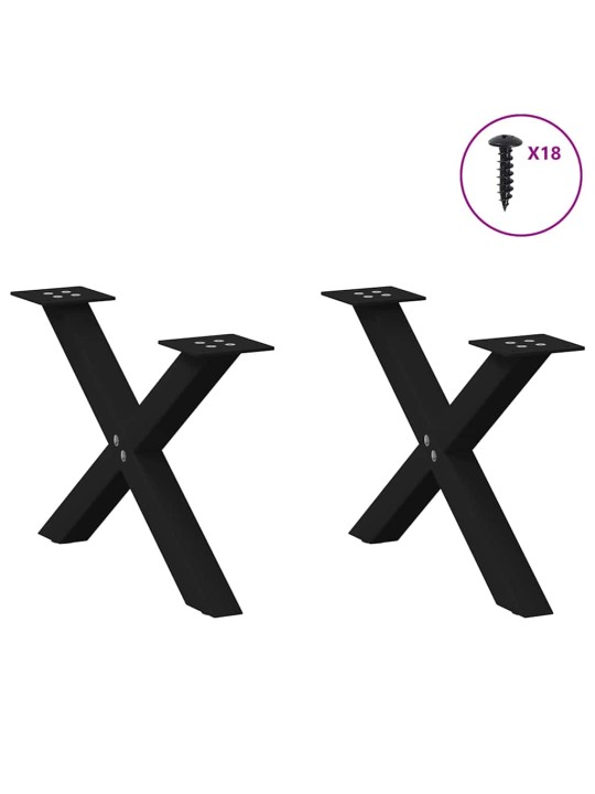 Nohy konferenčního stolku ve tvaru x, 2 ks, černé, 60 x (30-31) cm, ocel