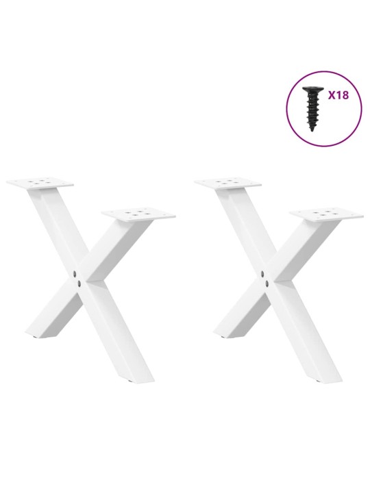 Nohy konferenčního stolku ve tvaru x, 2 ks, bílé, 60 x (30-31) cm, ocel