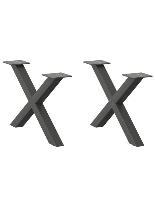 Nohy konferenčního stolku ve tvaru x, 2 ks, antracitové, 60 x (30-31) cm, ocel