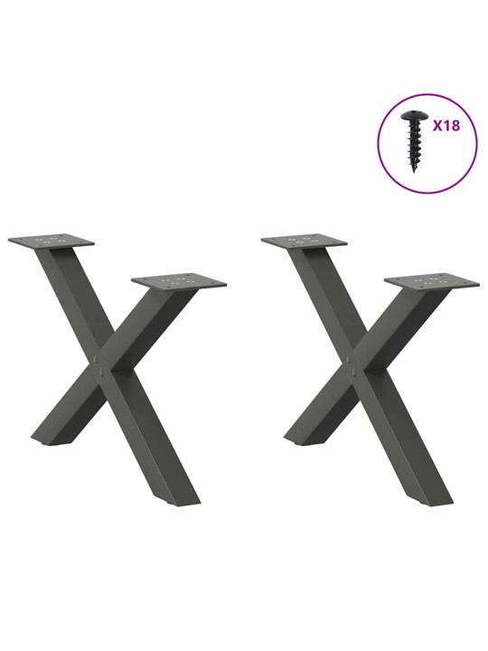 Nohy konferenčního stolku ve tvaru x, 2 ks, antracitové, 60 x (30-31) cm, ocel