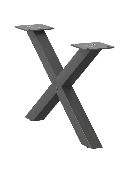 Nohy konferenčního stolku ve tvaru x, 2 ks, antracitové, 60 x (30-31) cm, ocel