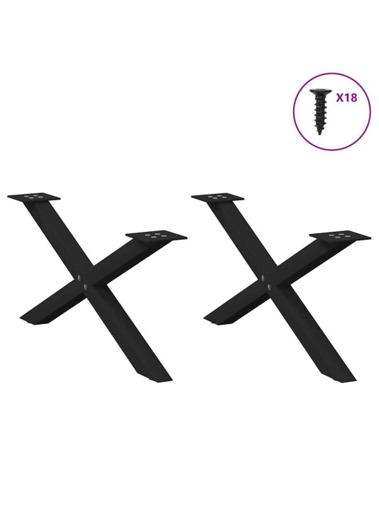 Nohy konferenčního stolku ve tvaru x, 2 ks, černé, 70 x (30-31) cm, ocel