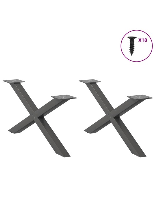 Nohy konferenčního stolku ve tvaru x, 2 ks, antracitové, 70 x (30-31) cm, ocel