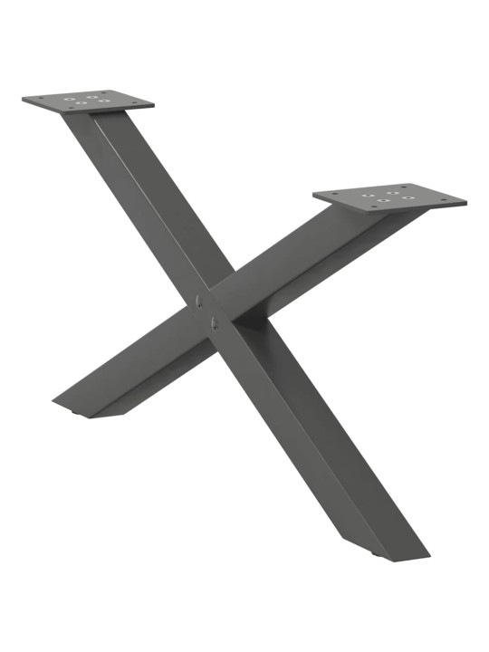 Nohy konferenčního stolku ve tvaru x, 2 ks, antracitové, 70 x (30-31) cm, ocel