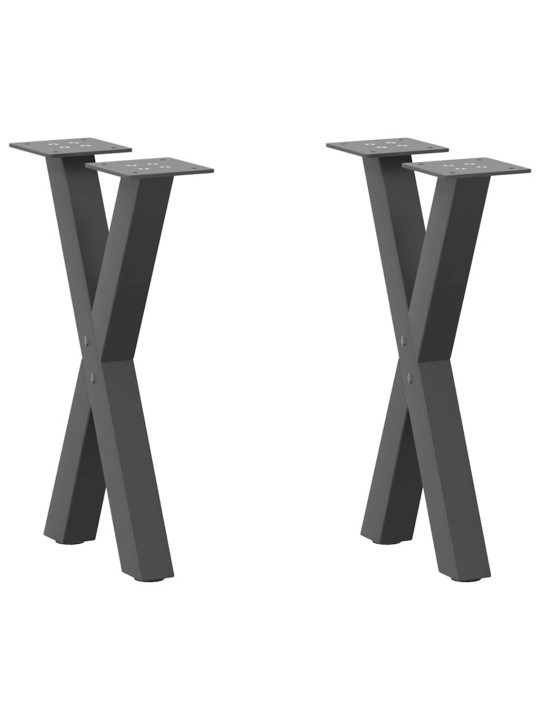 Nohy konferenčního stolku ve tvaru x, 2 ks, antracitové, 28 x (42-43) cm, ocel