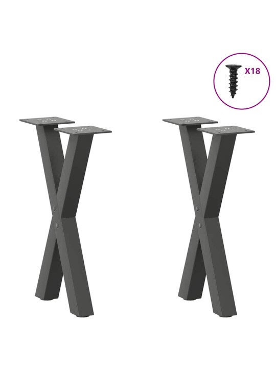 Nohy konferenčního stolku ve tvaru x, 2 ks, antracitové, 28 x (42-43) cm, ocel