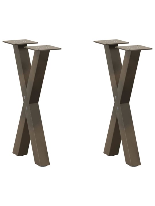 Nohy konferenčního stolku ve tvaru x, 2 ks, přírodní ocel, 28 x (42-43) cm, ocel