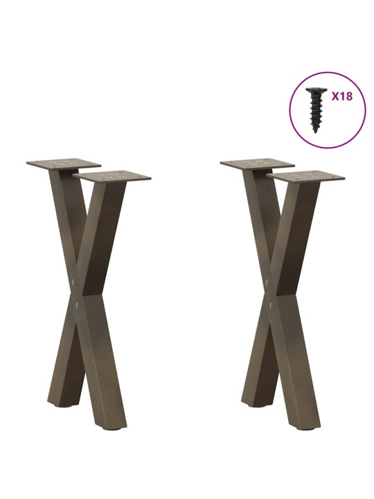 Nohy konferenčního stolku ve tvaru x, 2 ks, přírodní ocel, 28 x (42-43) cm, ocel