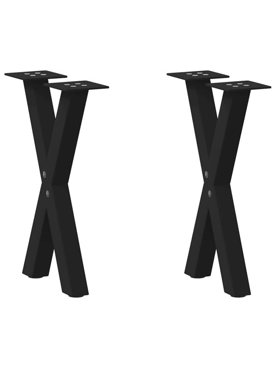 Nohy konferenčního stolku ve tvaru x, 2 ks, černé, 38 x (42-43) cm, ocel
