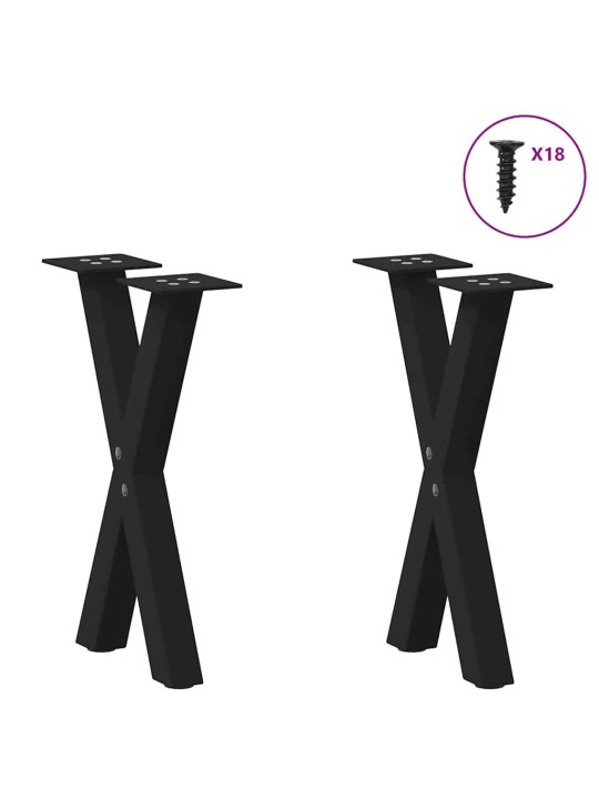 Nohy konferenčního stolku ve tvaru x, 2 ks, černé, 38 x (42-43) cm, ocel