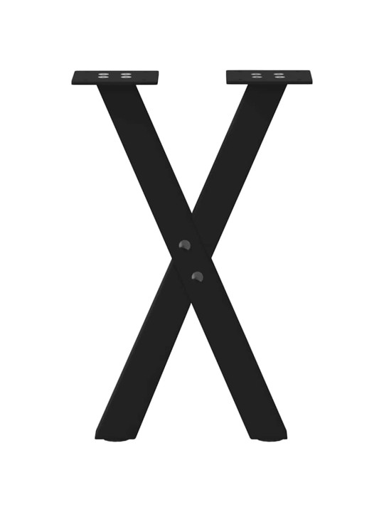 Nohy konferenčního stolku ve tvaru x, 2 ks, černé, 38 x (42-43) cm, ocel