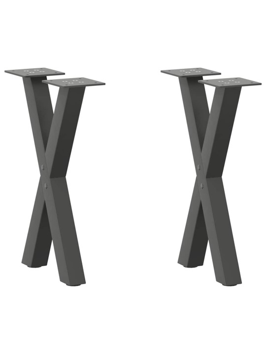 Nohy konferenčního stolku ve tvaru x, 2 ks, antracitové, 38 x (42-43) cm, ocel