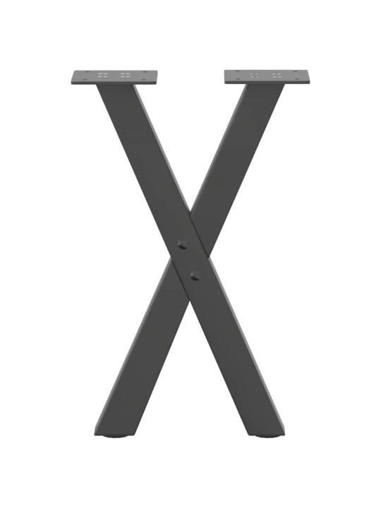 Nohy konferenčního stolku ve tvaru x, 2 ks, antracitové, 38 x (42-43) cm, ocel