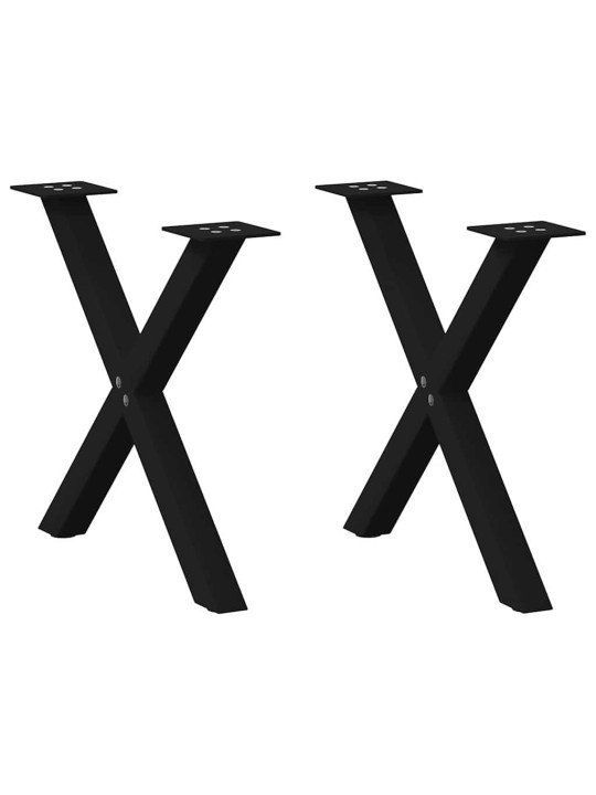 Nohy konferenčního stolku ve tvaru x, 2 ks, černé, 38 x (42-43) cm, ocel