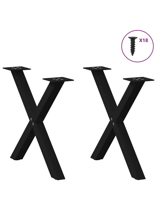 Nohy konferenčního stolku ve tvaru x, 2 ks, černé, 38 x (42-43) cm, ocel