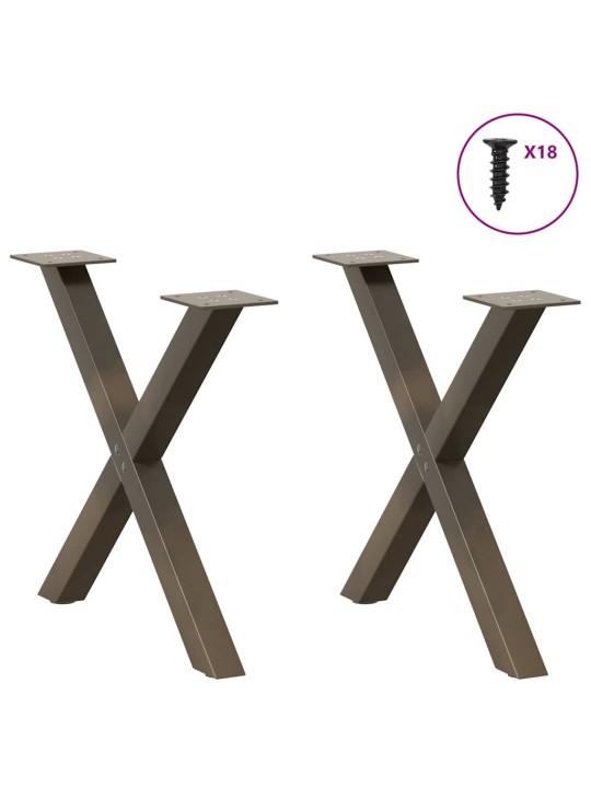 Nohy konferenčního stolku ve tvaru x, 2 ks, přírodní ocel, 50 x (42-43) cm, ocel