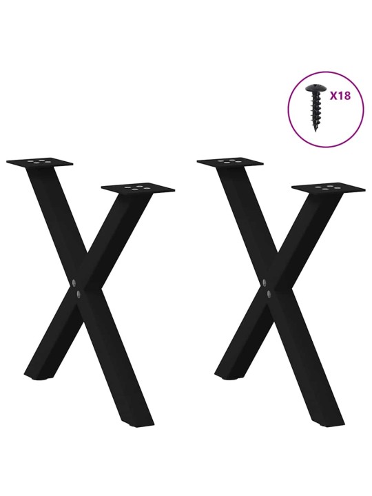 Nohy konferenčního stolku ve tvaru x, 2 ks, černé, 60 x (42-43) cm, ocel