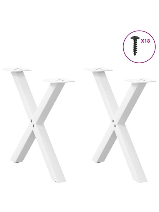 Nohy konferenčního stolku ve tvaru x, 2 ks, bílé, 60 x (42-43) cm, ocel