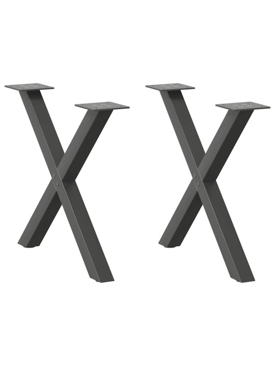 Nohy konferenčního stolku ve tvaru x, 2 ks, antracitové, 60 x (42-43) cm, ocel