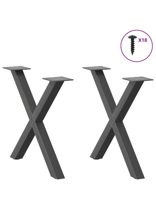 Nohy konferenčního stolku ve tvaru x, 2 ks, antracitové, 60 x (42-43) cm, ocel