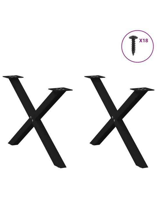 Nohy konferenčního stolku ve tvaru x, 2 ks, černé, 70 x (42-43) cm, ocel