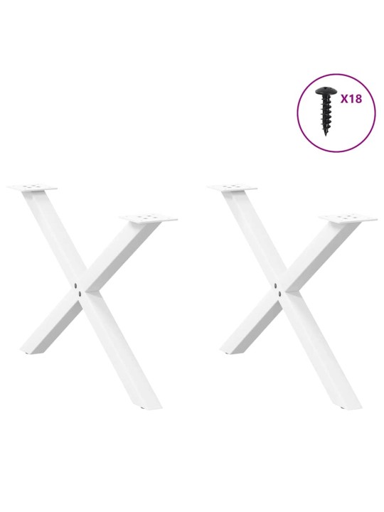 Nohy konferenčního stolku ve tvaru x, 2 ks, bílé, 70 x (42-43) cm, ocel