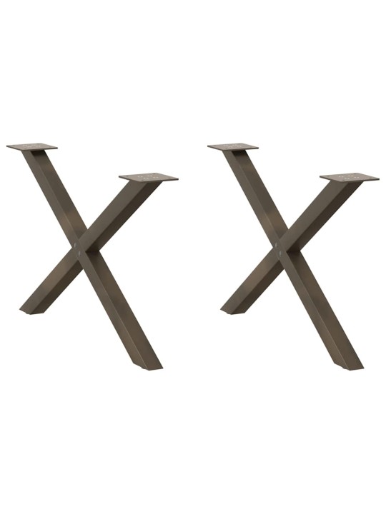 Nohy konferenčního stolku ve tvaru x, 2 ks, přírodní ocel, 70 x (42-43) cm, ocel