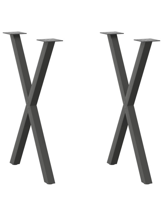 Nohy k jídelnímu stolu ve tvaru x, 2 ks, antracitové, 50 x (72-73) cm, ocel