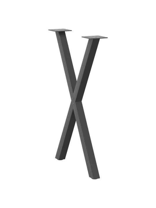 Nohy k jídelnímu stolu ve tvaru x, 2 ks, antracitové, 50 x (72-73) cm, ocel