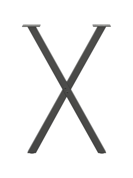 Nohy k jídelnímu stolu ve tvaru x, 2 ks, antracitové, 50 x (72-73) cm, ocel