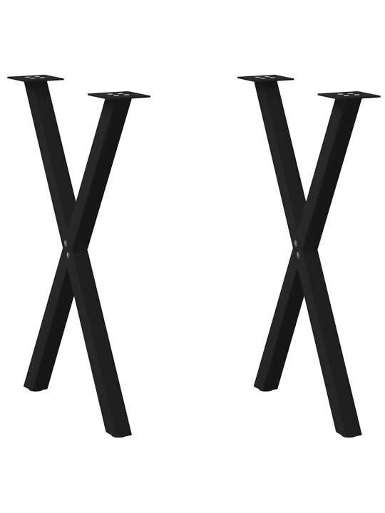 Nohy k jídelnímu stolu ve tvaru x, 2 ks, černé, 60 x (72-73) cm, ocel