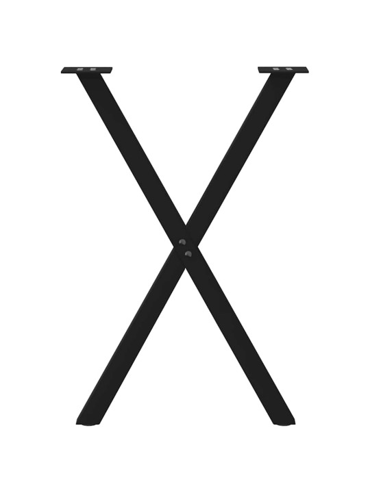 Nohy k jídelnímu stolu ve tvaru x, 2 ks, černé, 60 x (72-73) cm, ocel