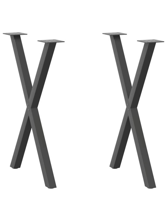 Nohy k jídelnímu stolu ve tvaru x, 2 ks, antracitové, 60 x (72-73) cm, ocel