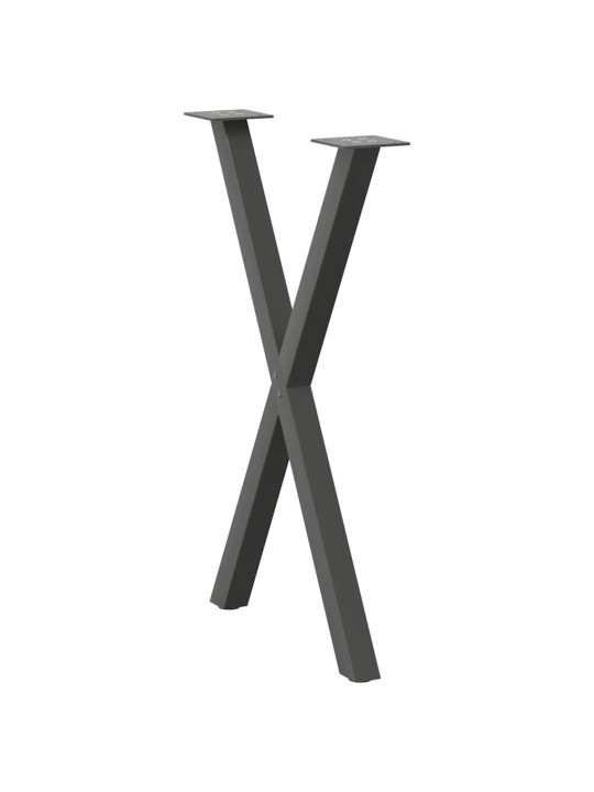 Nohy k jídelnímu stolu ve tvaru x, 2 ks, antracitové, 60 x (72-73) cm, ocel