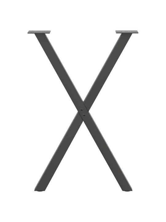 Nohy k jídelnímu stolu ve tvaru x, 2 ks, antracitové, 60 x (72-73) cm, ocel