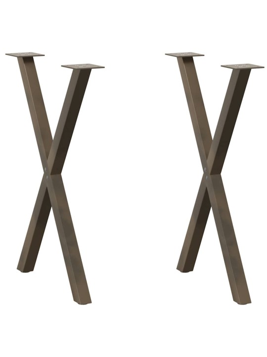 Nohy k jídelnímu stolu ve tvaru x, 2 ks, přírodní ocel, 60 x (72-73) cm, ocel