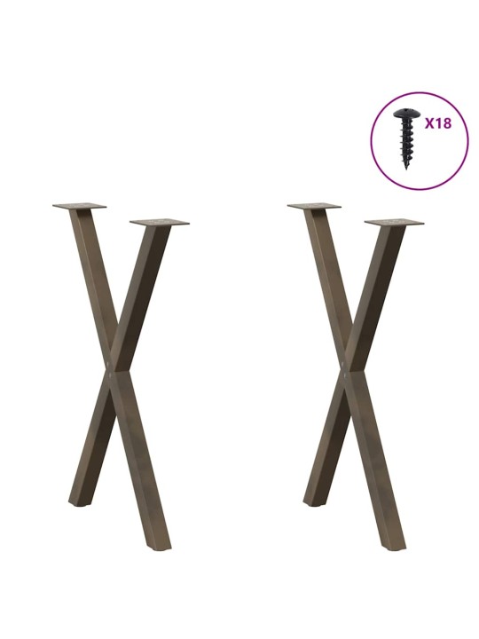 Nohy k jídelnímu stolu ve tvaru x, 2 ks, přírodní ocel, 60 x (72-73) cm, ocel