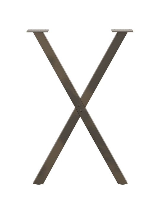 Nohy k jídelnímu stolu ve tvaru x, 2 ks, přírodní ocel, 60 x (72-73) cm, ocel