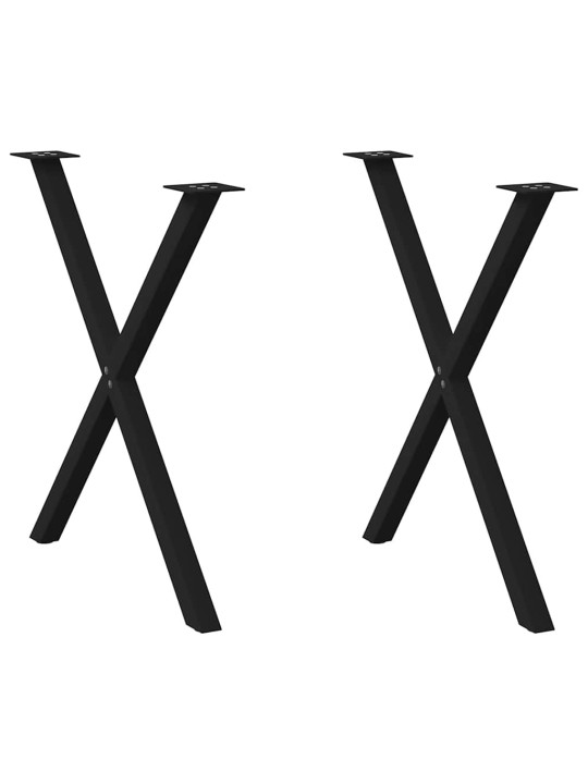 Nohy k jídelnímu stolu ve tvaru X, 2 ks, černé, 70 x (72-73) cm, ocel