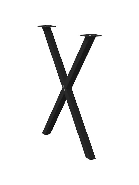 Nohy k jídelnímu stolu ve tvaru X, 2 ks, černé, 70 x (72-73) cm, ocel